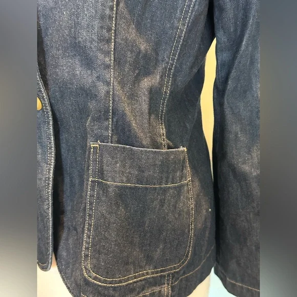 Land’s End Double Breasted fitted denim blazer jacket new without tags size 14 - Picture 5 of 15